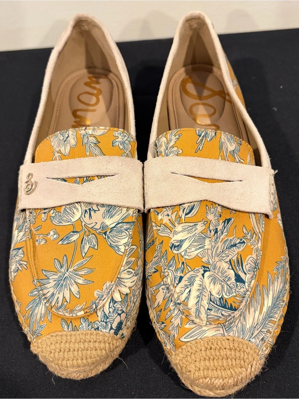 Sam Edelman Kai 2 Marigold Yellow Floral Espadrille Loafers Women's 8.5 M  NWOB
